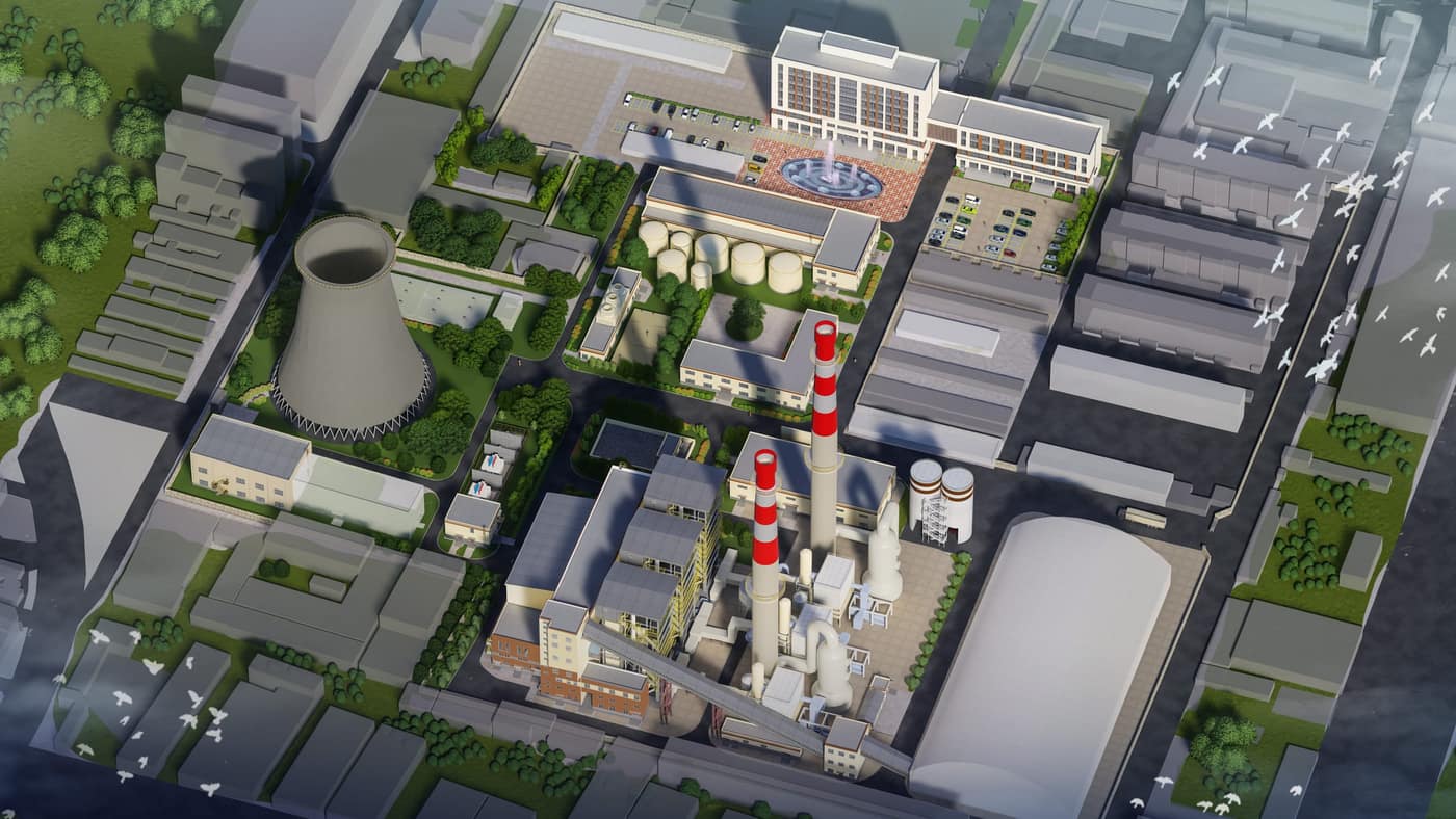 Alternative aerial plant-layout rendering